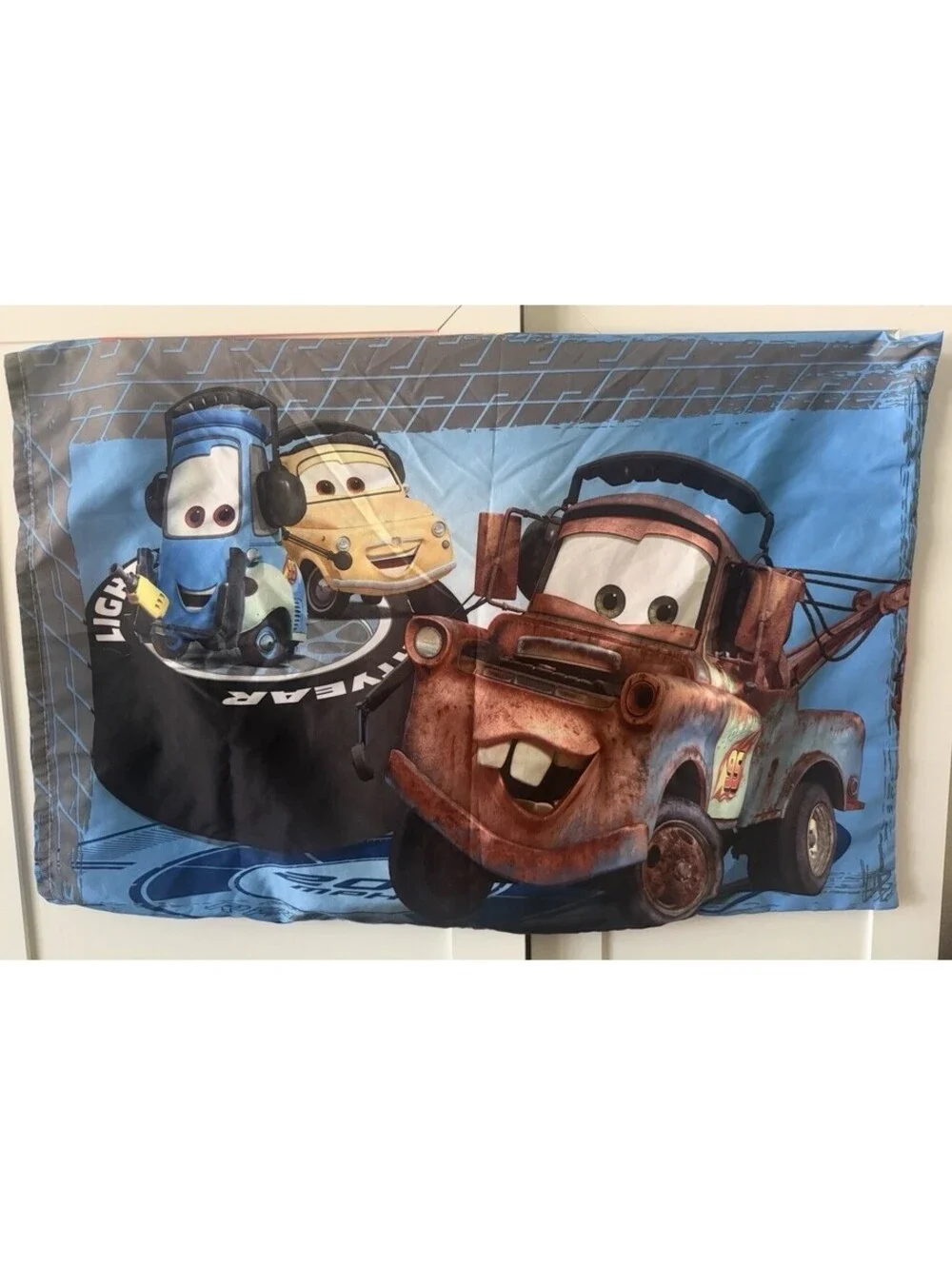 2012 Era Disney Cars 2 Double Sided Queen Pillowcase Lightning McQueen Mater